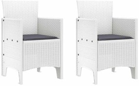 Cadeiras de Jardim 2 pcs Branco 53 x 49 x 85 cm Plástico