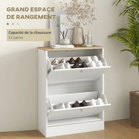Sapateira, Móvel para sapatos  60 x 23,5 x 80 cm com capacidade para 12 pares, móvel de entrada com 2 gavetas rebatíveis e prateleiras ajustáveis,, br