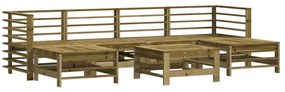 7 pcs conjunto lounge de jardim c/ almofadões pinho impregnado