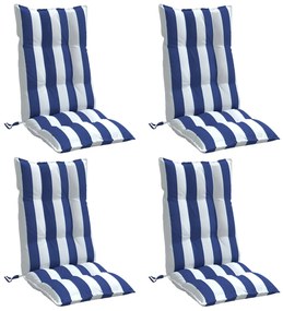 Almofadões cadeira encosto alto 4 pcs tecido oxford azul/branco