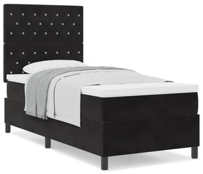 Camas Box Spring vidaXL com Colchão Preto 90x200 cm Veludo