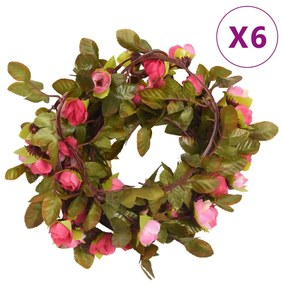Grinaldas de flores de Natal 6 pcs 215 cm rosa