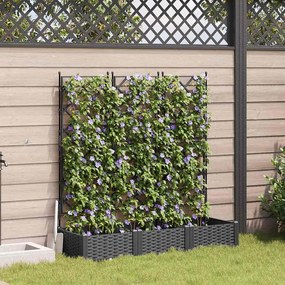 vidaXL Vaso de Jardim com Treliça 3 pcs Preto 120x40x125,5 cm