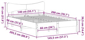 Cama sem colchão 140x200 cm madeira de pinho maciça branco