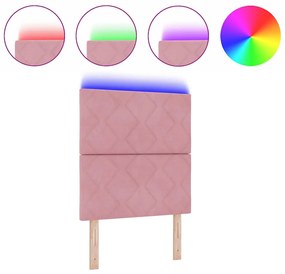 Cabeceira LED Blocos de Diamante Rosa 80 cm em Veludo