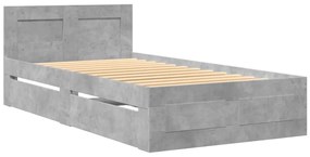 Estrutura de cama c/ cabeceira derivados madeira cinza-cimento