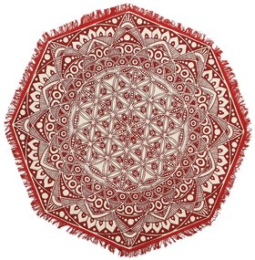 Tapete octogonal de algodão ø 120 cm creme e vermelho MEZITILI Beliani