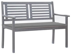 vidaXL Banco de jardim 2 lugares c/ almofadão 120 cm eucalipto cinza