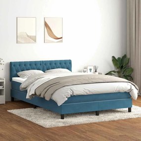 vidaXL Cama com molas/colchão 160x220 cm veludo azul-escuro