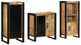 Conjunto de Móveis para Banheiro 3 pcs Madeira de manga maciça