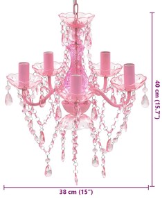 Lustre rosa com 5 bulbos