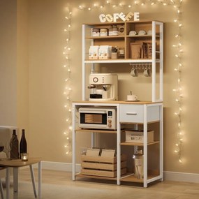 Armário de cozinha 40 x 80 x 180,4 cm com 4 tomadas carvalho dourado e branco