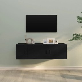 2 pcs conjunto móveis de TV derivados de madeira preto