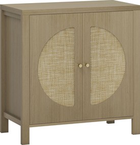 HOMCOM Aparador de Cozinha com 2 Portas de Vime Sintético Móvel Auxiliar de Cozinha com Prateleira Ajustável 75x38x77 cm Madeira | Aosom Portugal