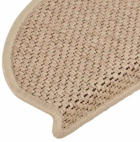 Tapetes escada adesivos aspeto sisal 15pcs 65x21x4cm cor areia