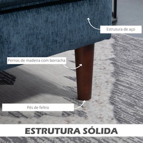 Sofá de Canto "Porto" com Chaise Longue - 215x142x88 cm - Azul - Estof