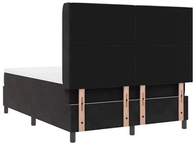 Cama Box Spring com Colchão e LED Preto 160x200 cm Veludo