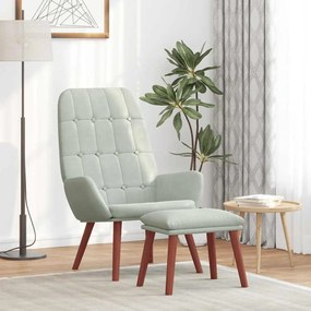 vidaXL Cadeira de descanso com banco p/ pés veludo cinza-claro