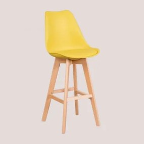 Banco Alto Nórdico Com Almofada De Couro Sintético Amarelo Caril & ↑75 Cm - Sklum