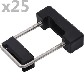 vidaXL Conetor em U c/ plástico p/ postes cercas 60x40 mm 25 conjuntos