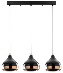 Candeeiro de Teto Yildo – Preto e Cobre – 67 x 17 cm