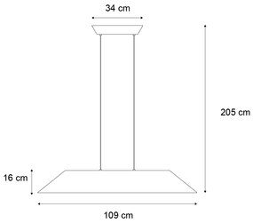 Candeeiro suspenso moderno preto com interior cinzento incluindo LED regulável em 3 níveis - Dani Moderno