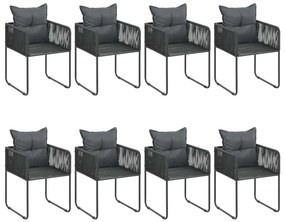 9 pcs conjunto de jantar p/ jardim vime de PVC preto e castanho