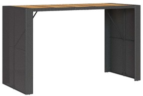 7 pcs conjunto de bar jardim c/ almofadões vime PE/acácia preto