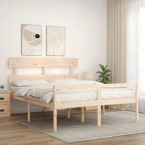 Cama para idosos com cabeceira 160x200 cm madeira maciça