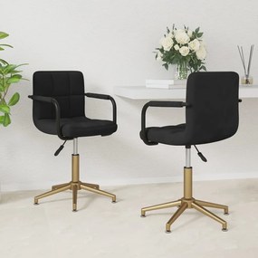 vidaXL Cadeiras de jantar giratórias 2 pcs veludo preto
