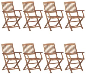 Cadeiras de exterior dobráveis 8 pcs madeira de acácia maciça