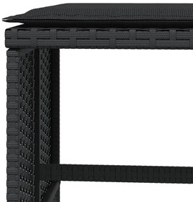 Bancos de jardim com almofadões 4 pcs 41x41x36 cm vime PE preto