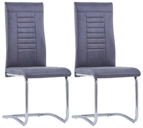 vidaXL Cadeiras de jantar cantilever 2 pcs camurça artificial cinzento