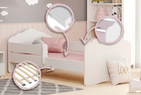 Cama infantil Wave branca 160x80 com grade - colchão e estrado incluído