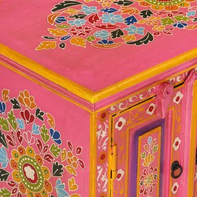 Móvel de TV 110x30x40 cm madeira de mangueira maciça rosa