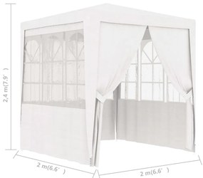 Tenda festas com paredes laterais 2x2m 90g/m² branco