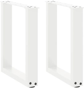 vidaXL Pés para mesa de centro em formato de U, 2 peças, branco, 38x(42-43) cm, aço