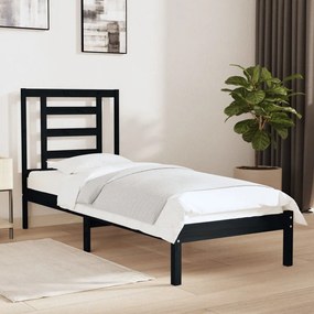 Estrutura cama pequena solteiro 75x190 cm madeira maciça preto