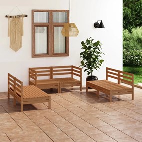 vidaXL 6 pcs conjunto lounge de jardim pinho maciço castanho mel