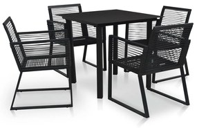 vidaXL 5 pcs conjunto de jantar para jardim vime de PVC preto