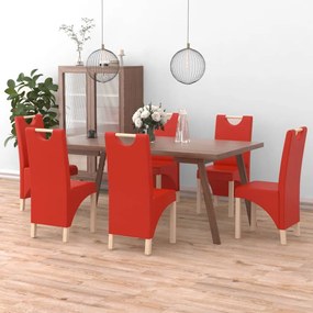 Cadeiras de jantar 6 pcs couro artificial vermelho