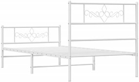 Estrutura de cama com cabeceira e pés 75x190 cm metal branco
