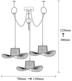 Candeeiro Tel – Preto – Diâmetro 118 cm, Altura 122 cm