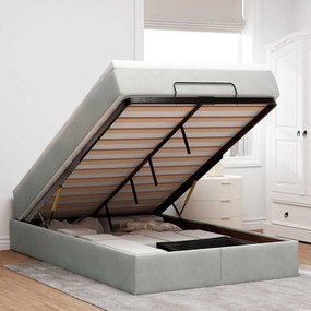 Cama otomana com colchão cinza claro 120x190 cm Veludo