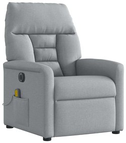 Poltrona de massagens reclinável elétrica tecido cinzento-claro
