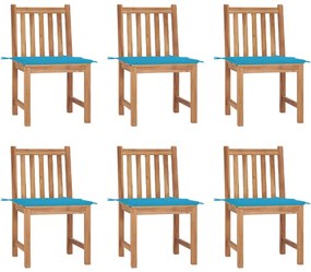 Cadeiras de jardim 6 pcs c/ almofadões madeira de teca maciça