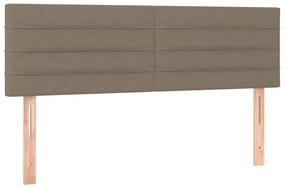 Cabeceira cama luzes LED tecido 144x5x78/88cm cinza-acastanhado
