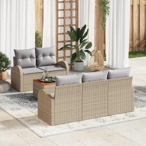 Conjunto de Sofá de Jardim vidaXL 6 Peças com Almofadas Bege Poliratta