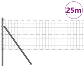 Cerca Euro com 13 Postes 0.8x25 m Aço Galvanizado Cinza