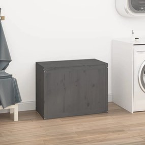 Caixa para roupa 88,5x44x66 cm madeira de pinho maciça cinzento